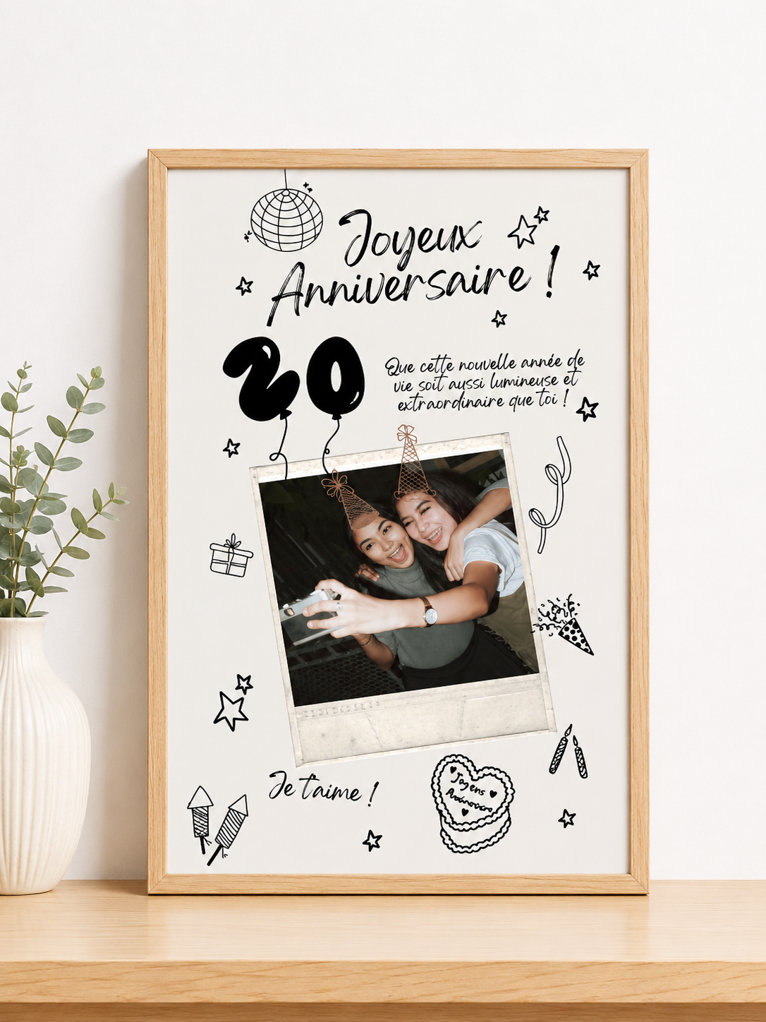 Cadre anniversaire 20 ans personnalisé